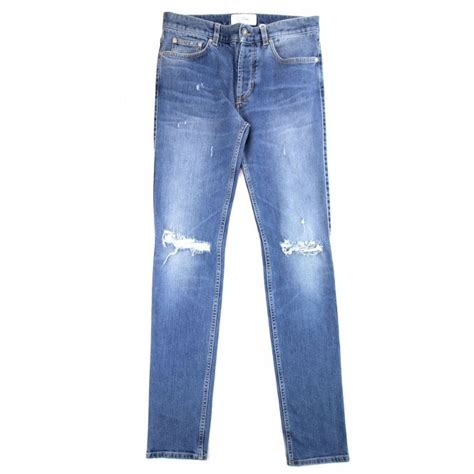 givenchy destroyed blue|Straight fit jeans in vintage destroyed denim .